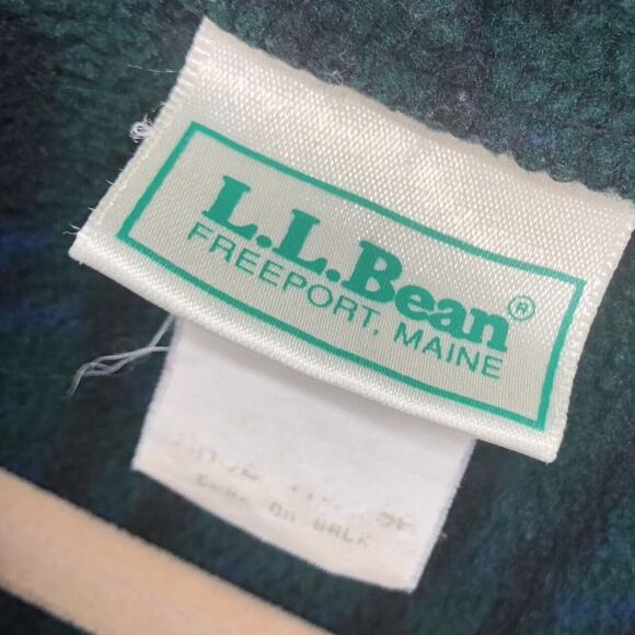 Vintage LL Bean Fleece Pullover Top Womens M Hooded 1/4 Snap Green Made in USA - Picture 6 of 7